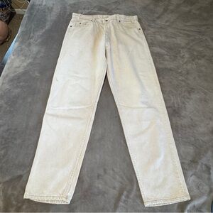 Vintage Levis 550 Relaxed Fit Mens Cream Jeans 38x32 Made In USA Orange Tab